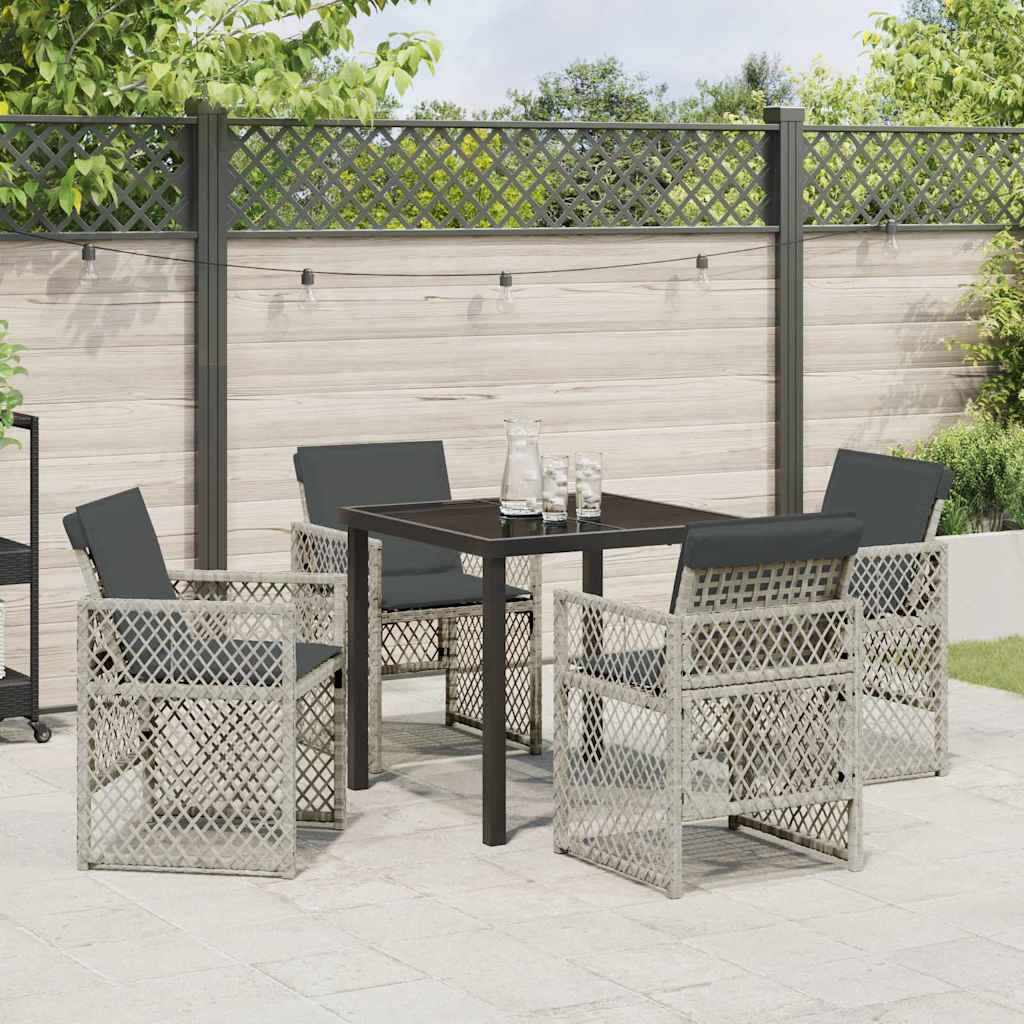 Have Spisebordssæt 5 pcs Lysegrå polyrattan