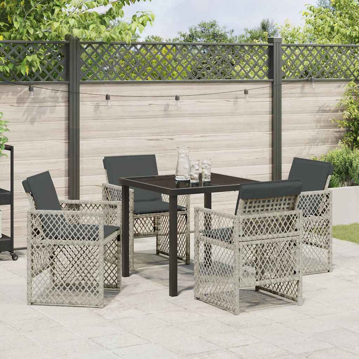 Have Spisebordssæt 5 pcs Lysegrå polyrattan