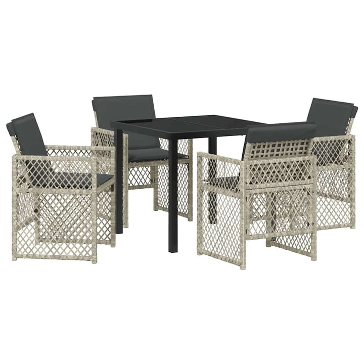 Have Spisebordssæt 5 pcs Lysegrå polyrattan
