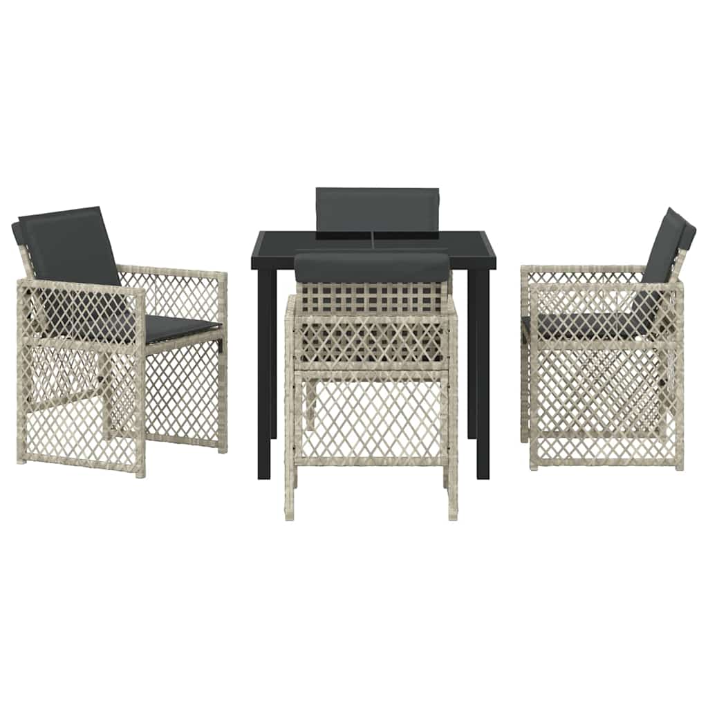 Have Spisebordssæt 5 pcs Lysegrå polyrattan