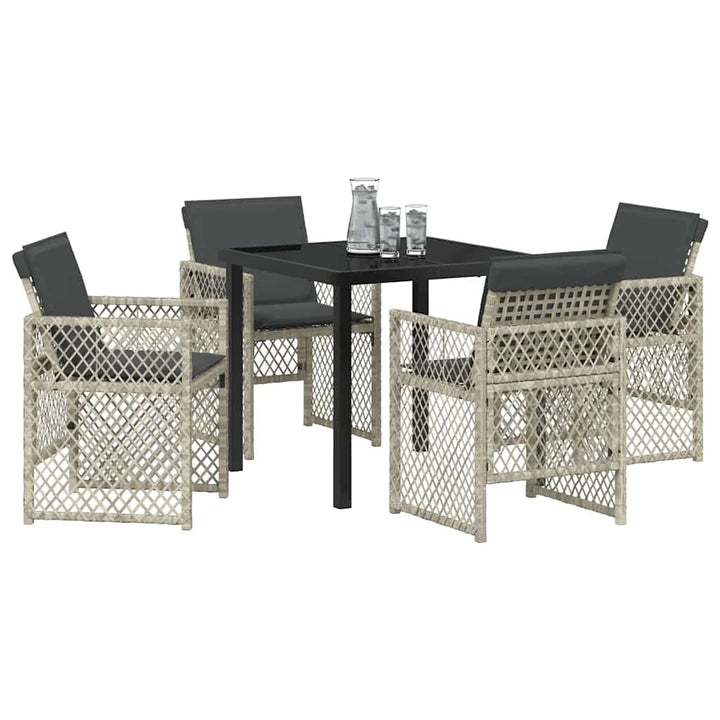 Have Spisebordssæt 5 pcs Lysegrå polyrattan