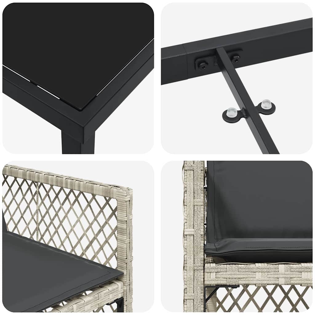 Have Spisebordssæt 5 pcs Lysegrå polyrattan