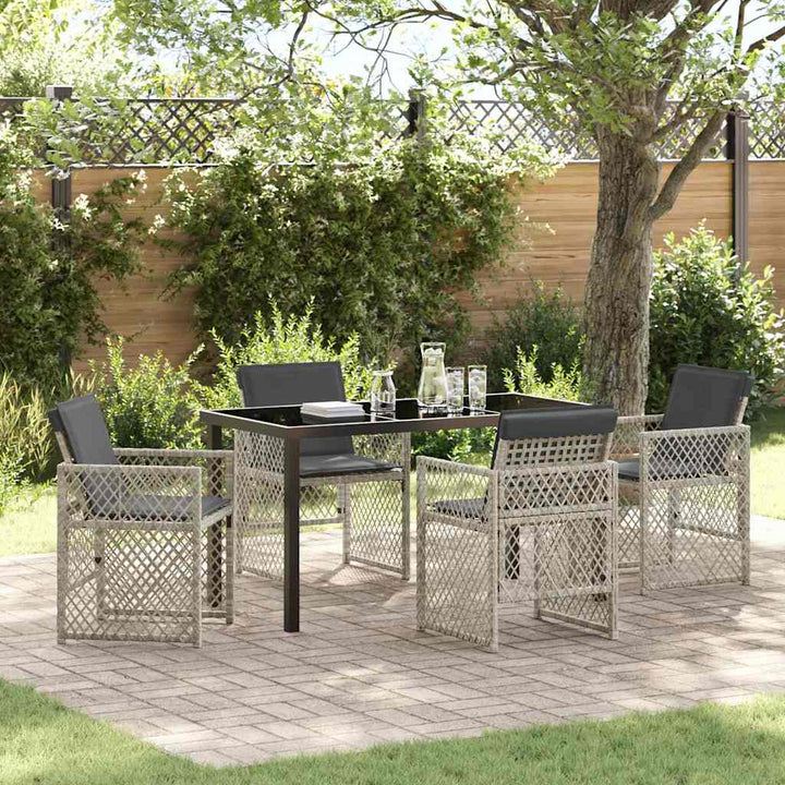 Have Spisebordssæt 5 pcs Lysegrå polyrattan