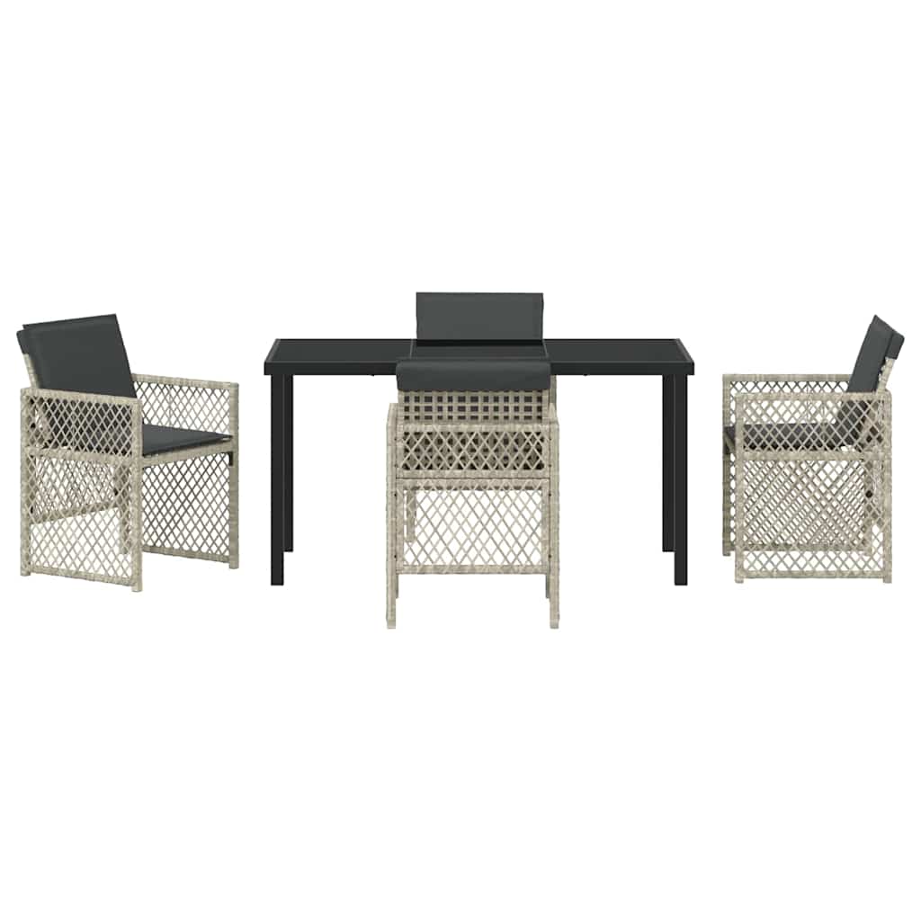 Have Spisebordssæt 5 pcs Lysegrå polyrattan