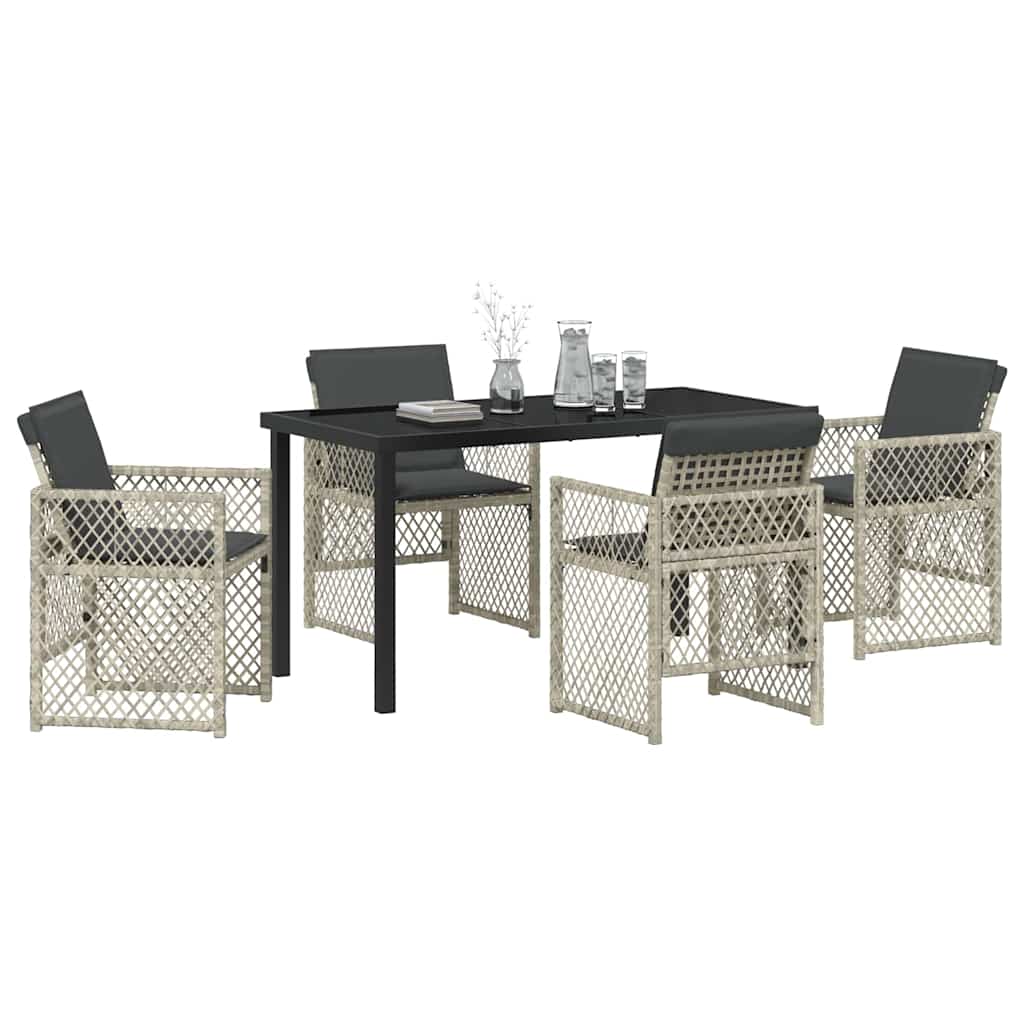 Have Spisebordssæt 5 pcs Lysegrå polyrattan