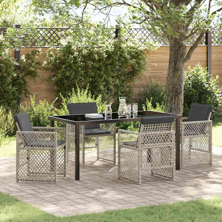 Have Spisebordssæt 5 pcs Lysegrå polyrattan