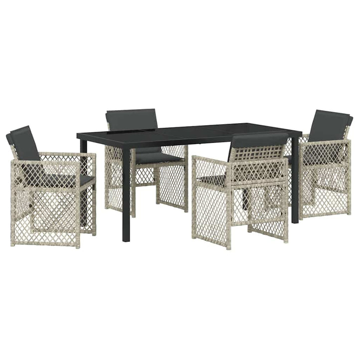 Have Spisebordssæt 5 pcs Lysegrå polyrattan