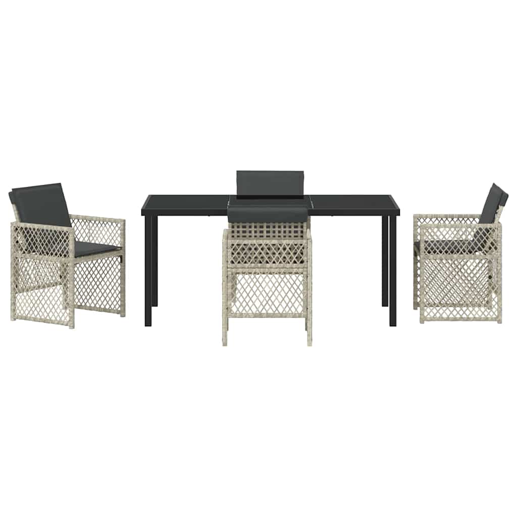 Have Spisebordssæt 5 pcs Lysegrå polyrattan