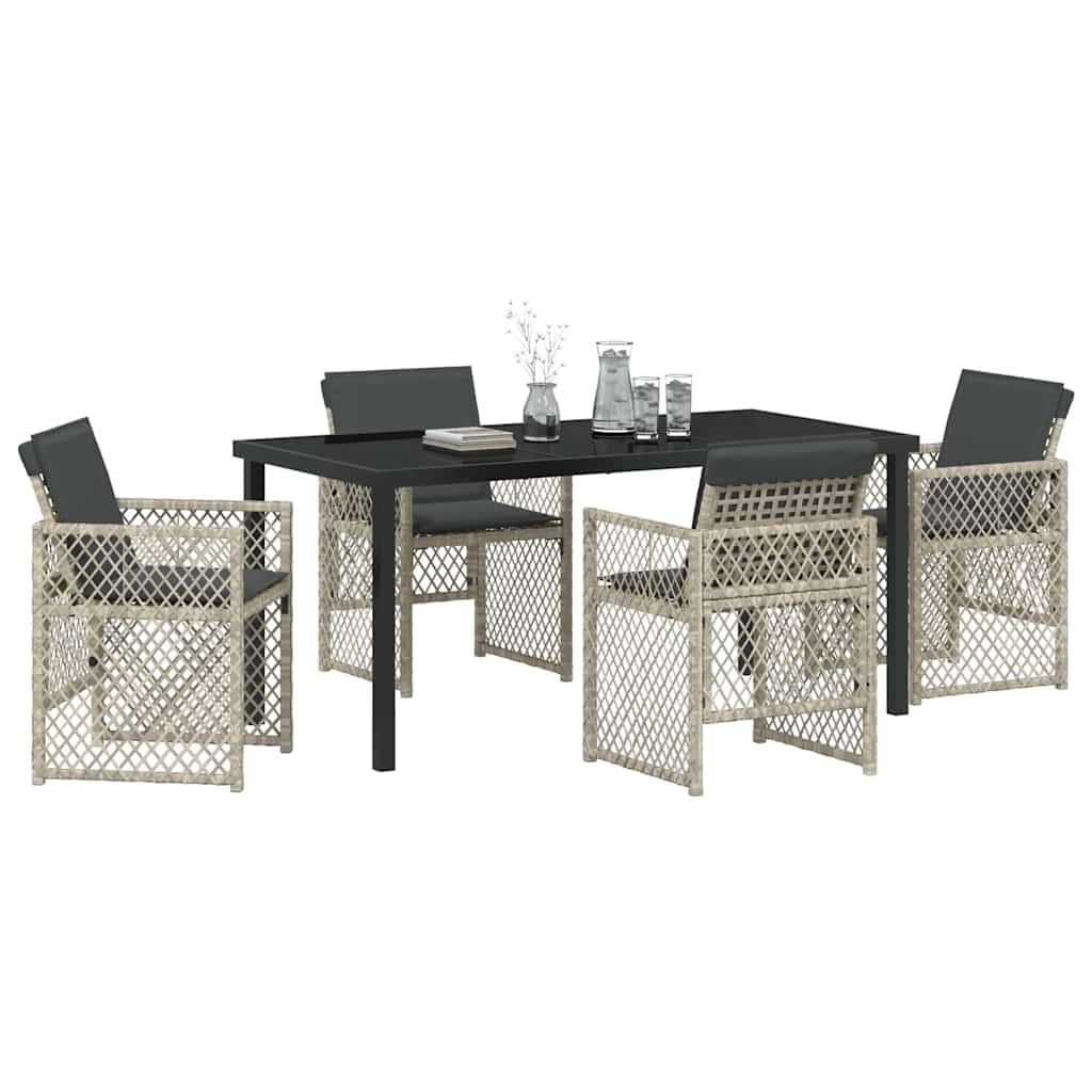 Have Spisebordssæt 5 pcs Lysegrå polyrattan