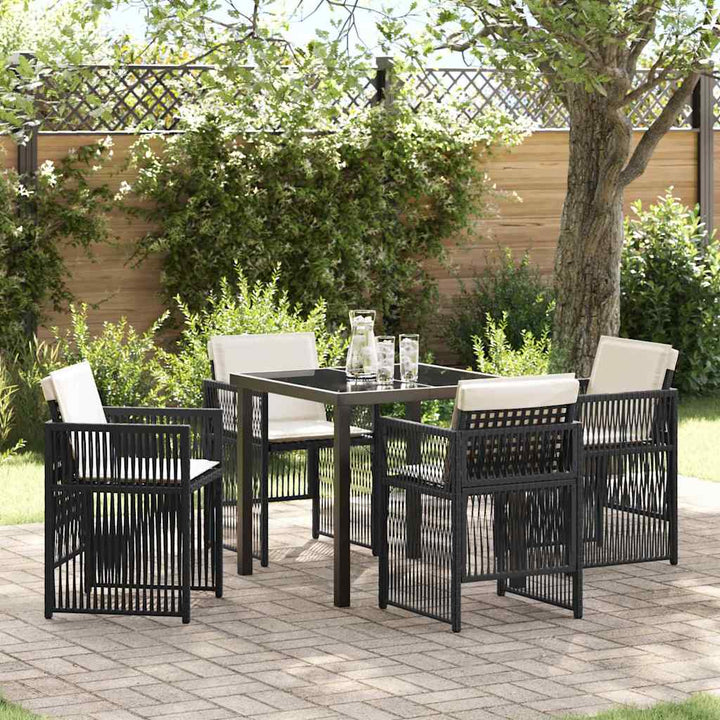 Have Spisebordssæt 5 pcs Sort Poly rattan