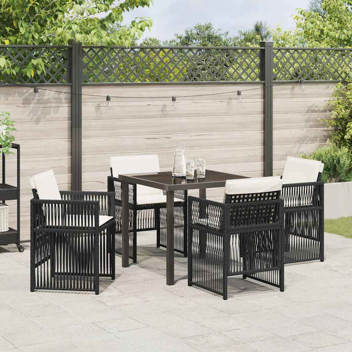 Have Spisebordssæt 5 pcs Sort Poly rattan