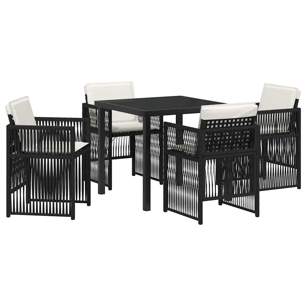 Have Spisebordssæt 5 pcs Sort Poly rattan