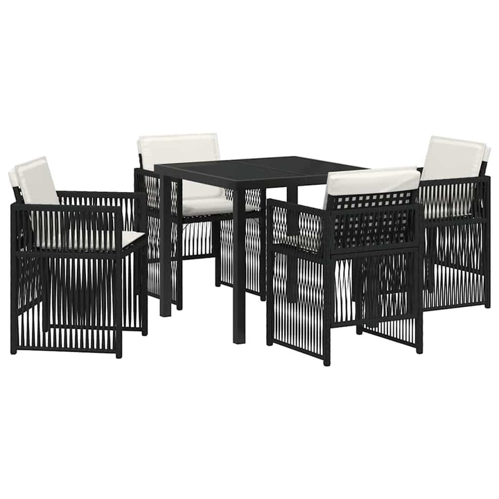 Have Spisebordssæt 5 pcs Sort Poly rattan