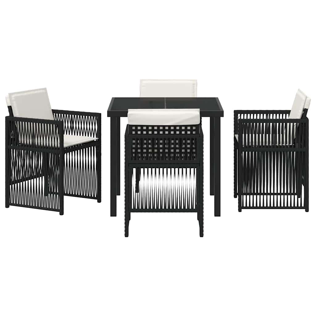 Have Spisebordssæt 5 pcs Sort Poly rattan