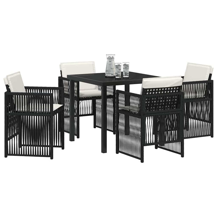 Have Spisebordssæt 5 pcs Sort Poly rattan