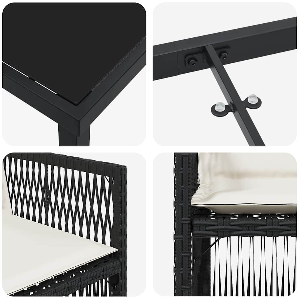 Have Spisebordssæt 5 pcs Sort Poly rattan