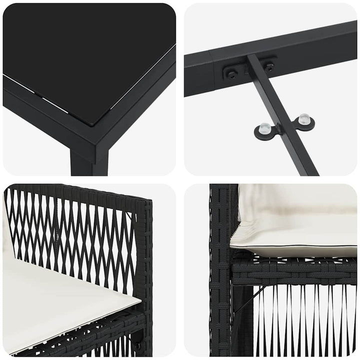 Have Spisebordssæt 5 pcs Sort Poly rattan