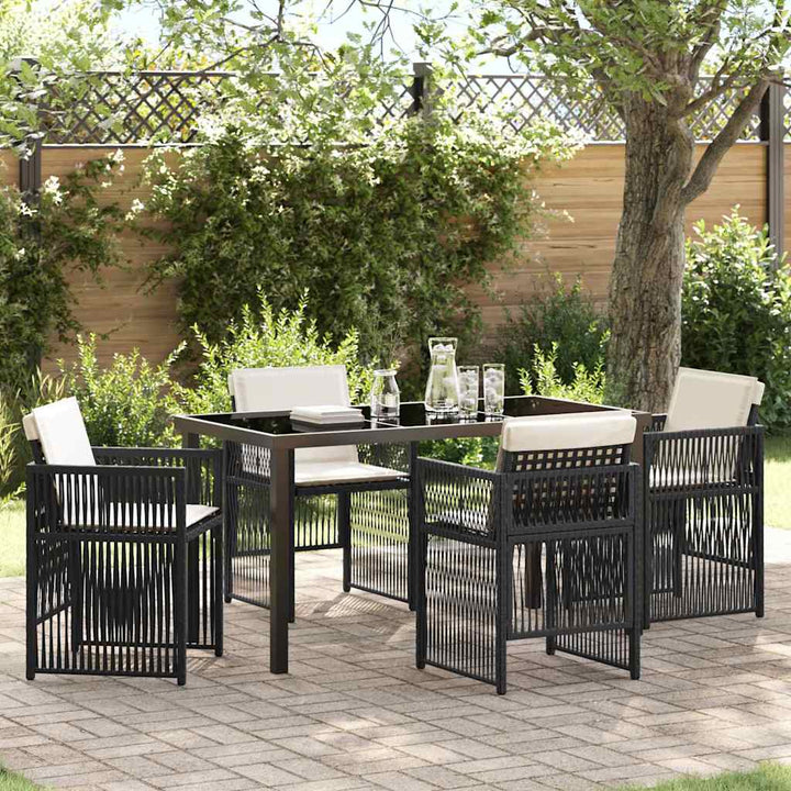 Have Spisebordssæt 5 pcs Sort Poly rattan