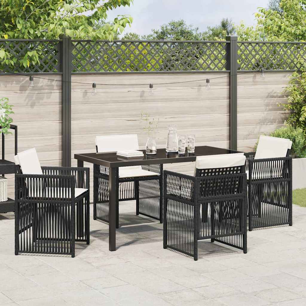 Have Spisebordssæt 5 pcs Sort Poly rattan