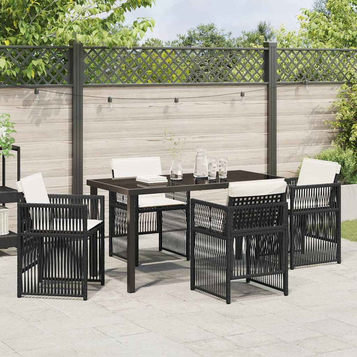 Have Spisebordssæt 5 pcs Sort Poly rattan