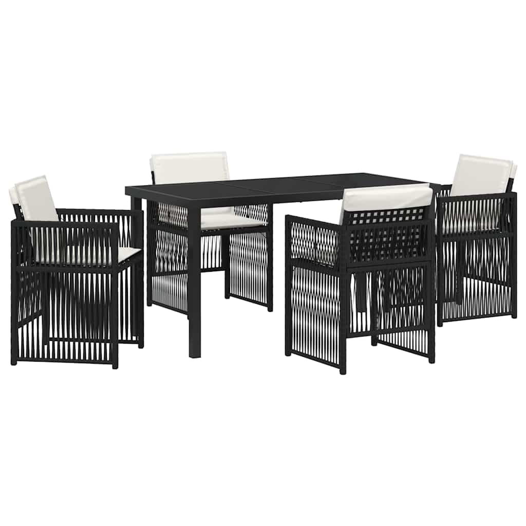 Have Spisebordssæt 5 pcs Sort Poly rattan