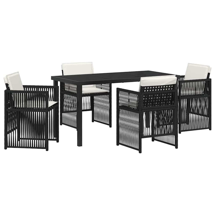 Have Spisebordssæt 5 pcs Sort Poly rattan