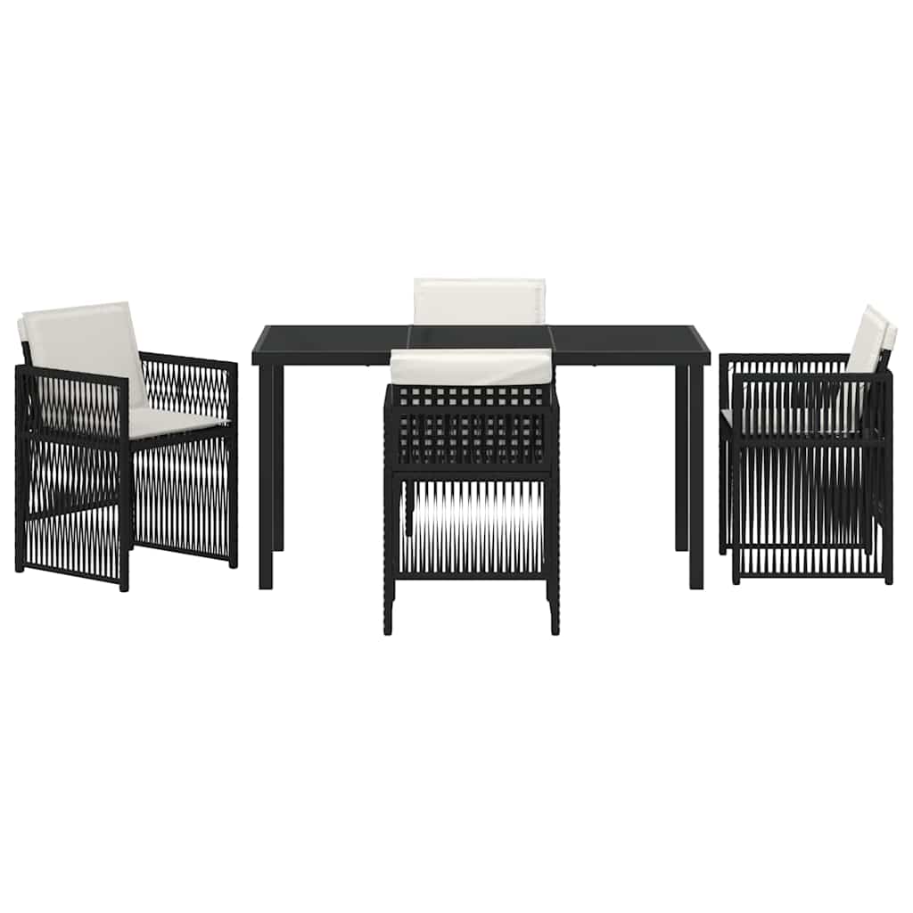 Have Spisebordssæt 5 pcs Sort Poly rattan