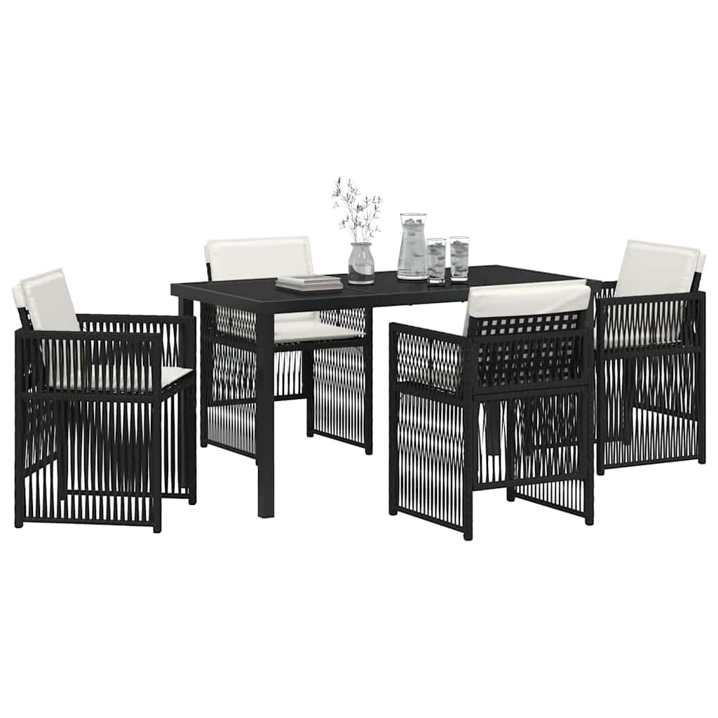 Have Spisebordssæt 5 pcs Sort Poly rattan