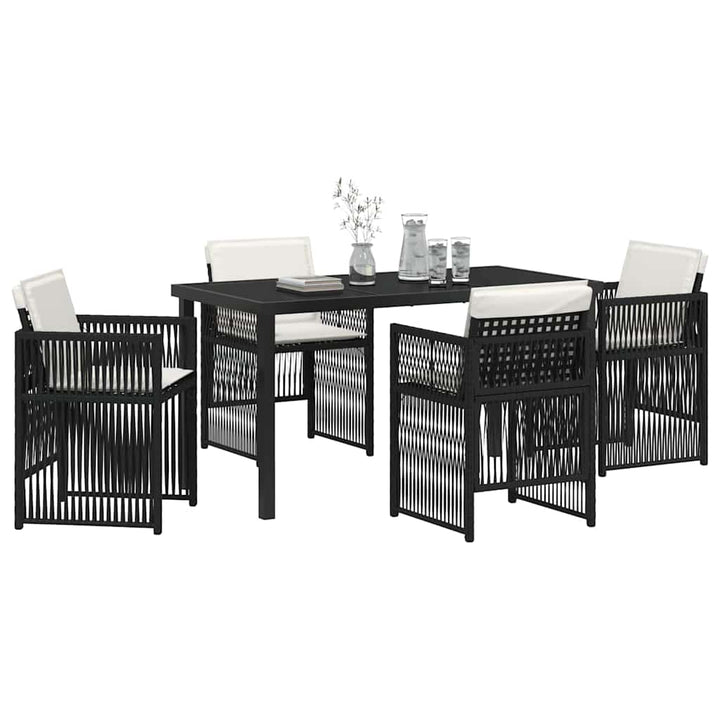 Have Spisebordssæt 5 pcs Sort Poly rattan