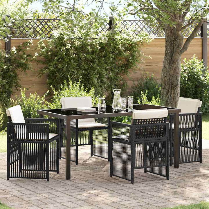 Have Spisebordssæt 5 pcs Sort Poly rattan