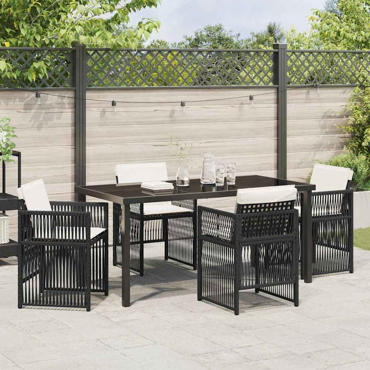 Have Spisebordssæt 5 pcs Sort Poly rattan