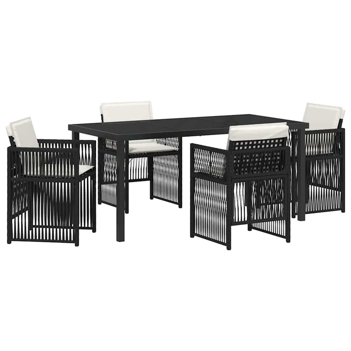 Have Spisebordssæt 5 pcs Sort Poly rattan