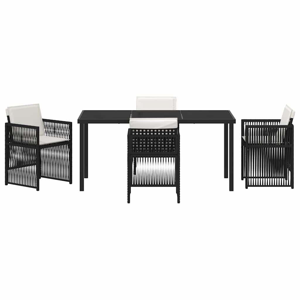 Have Spisebordssæt 5 pcs Sort Poly rattan