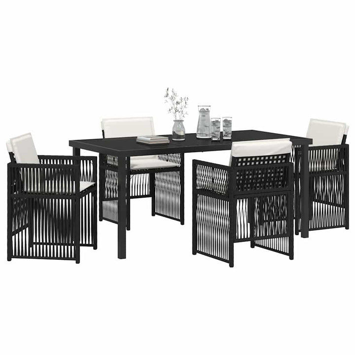 Have Spisebordssæt 5 pcs Sort Poly rattan