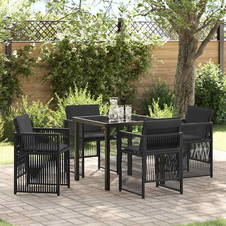 Have Spisebordssæt 5 pcs Sort Poly rattan
