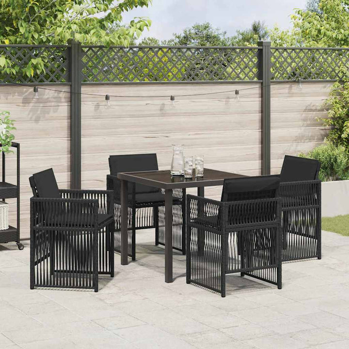 Have Spisebordssæt 5 pcs Sort Poly rattan
