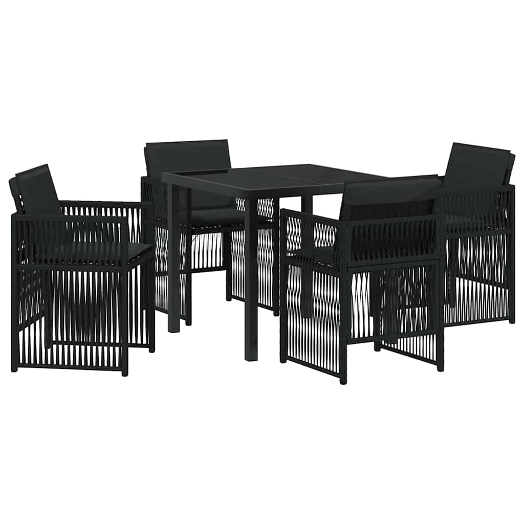 Have Spisebordssæt 5 pcs Sort Poly rattan