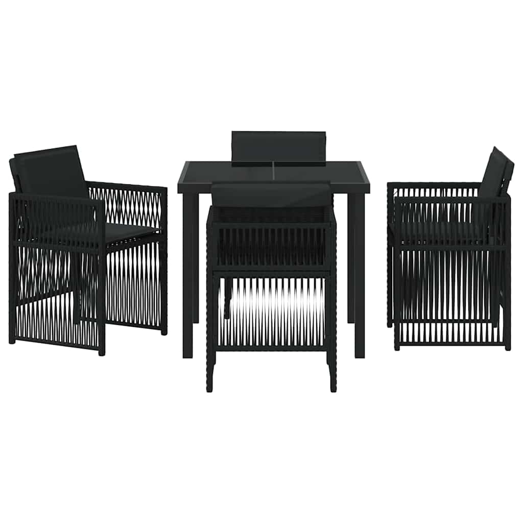 Have Spisebordssæt 5 pcs Sort Poly rattan