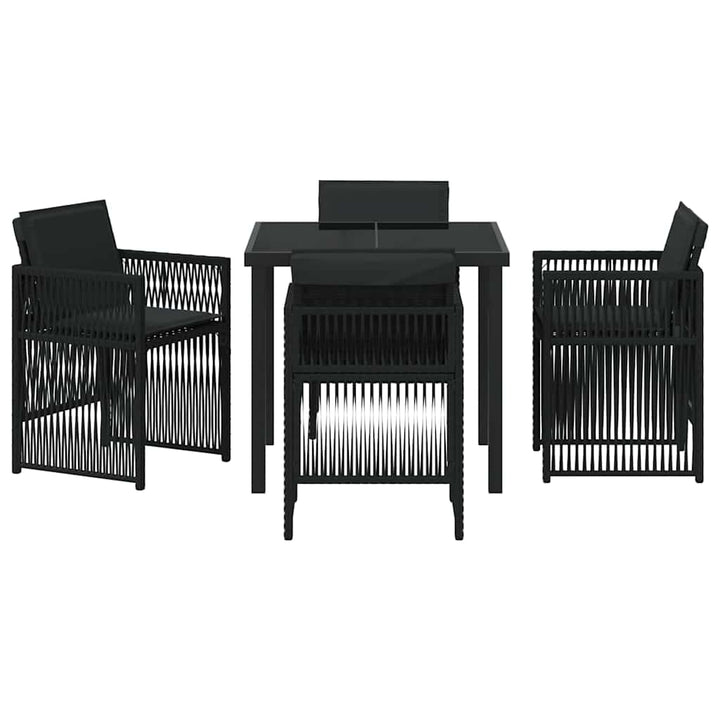Have Spisebordssæt 5 pcs Sort Poly rattan