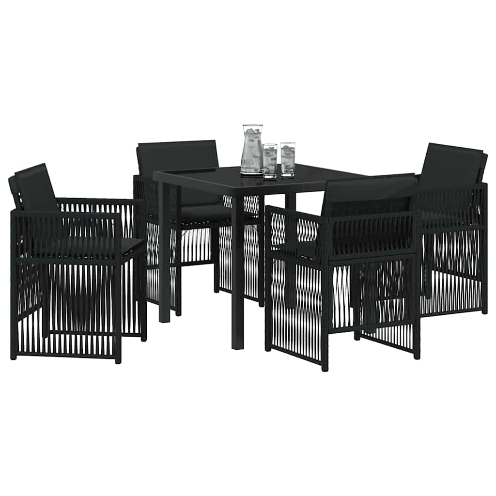 Have Spisebordssæt 5 pcs Sort Poly rattan