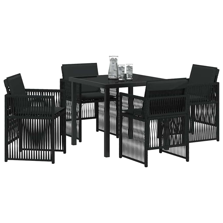 Have Spisebordssæt 5 pcs Sort Poly rattan