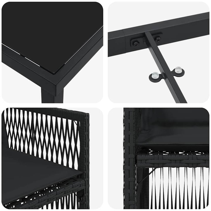 Have Spisebordssæt 5 pcs Sort Poly rattan