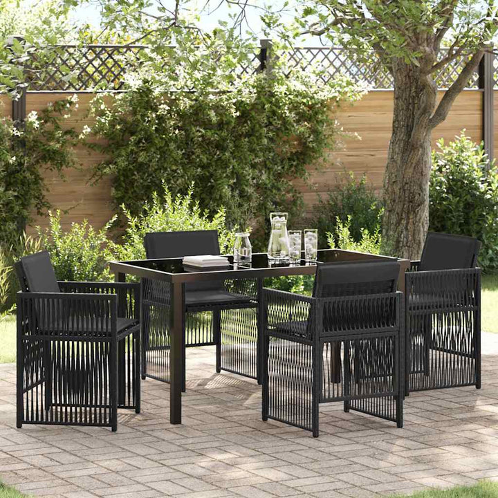 Have Spisebordssæt 5 pcs Sort Poly rattan