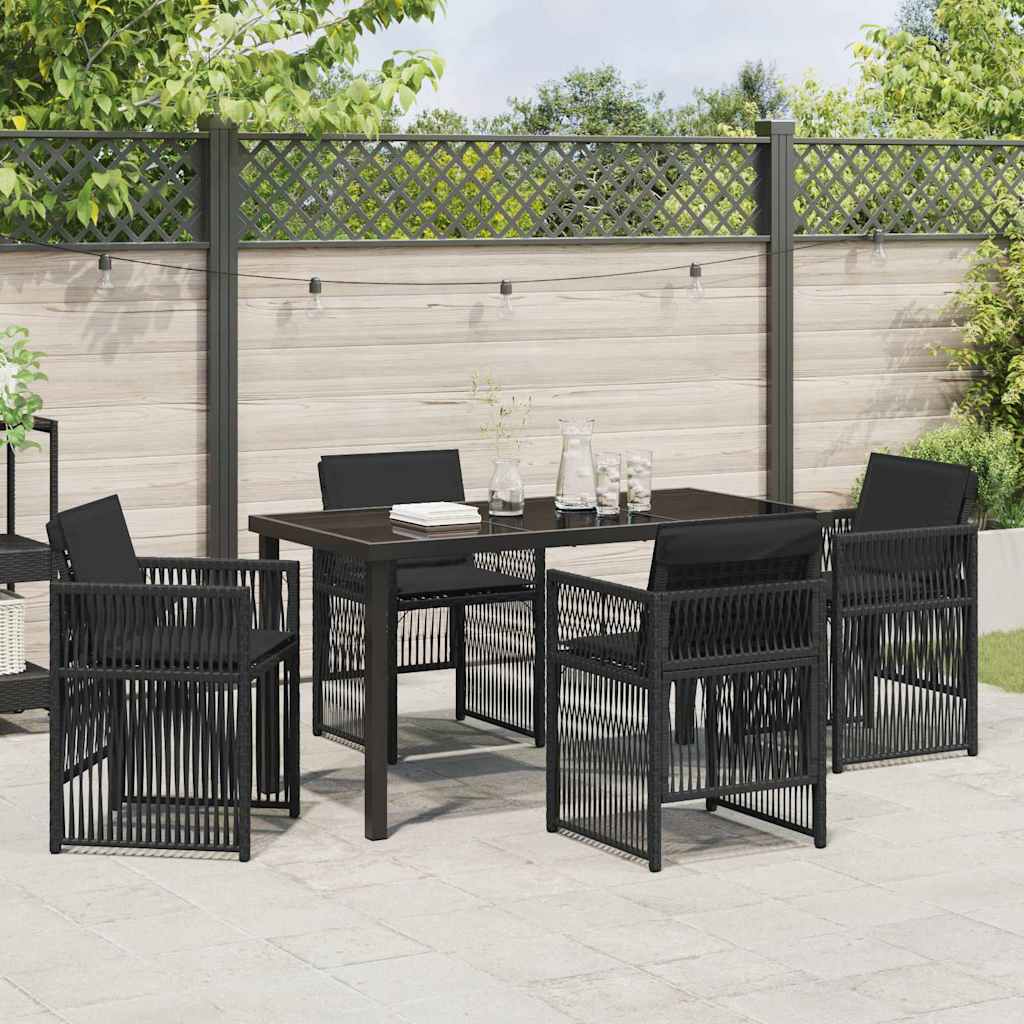 Have Spisebordssæt 5 pcs Sort Poly rattan