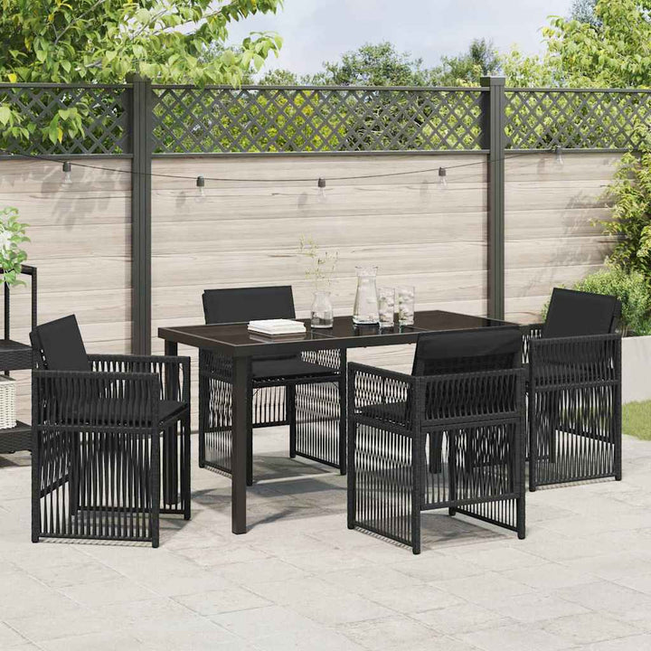 Have Spisebordssæt 5 pcs Sort Poly rattan