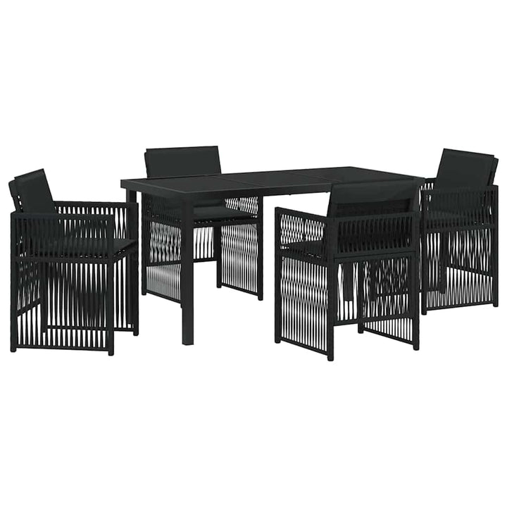 Have Spisebordssæt 5 pcs Sort Poly rattan