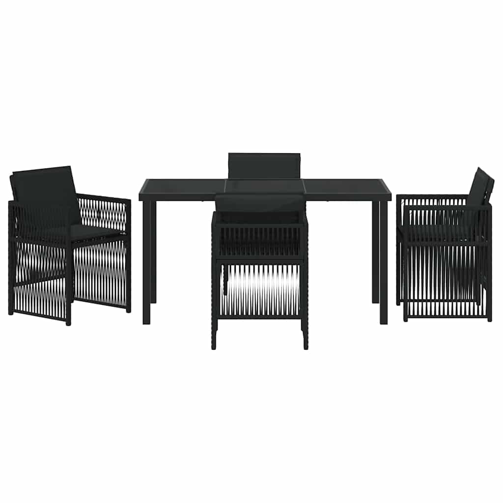 Have Spisebordssæt 5 pcs Sort Poly rattan