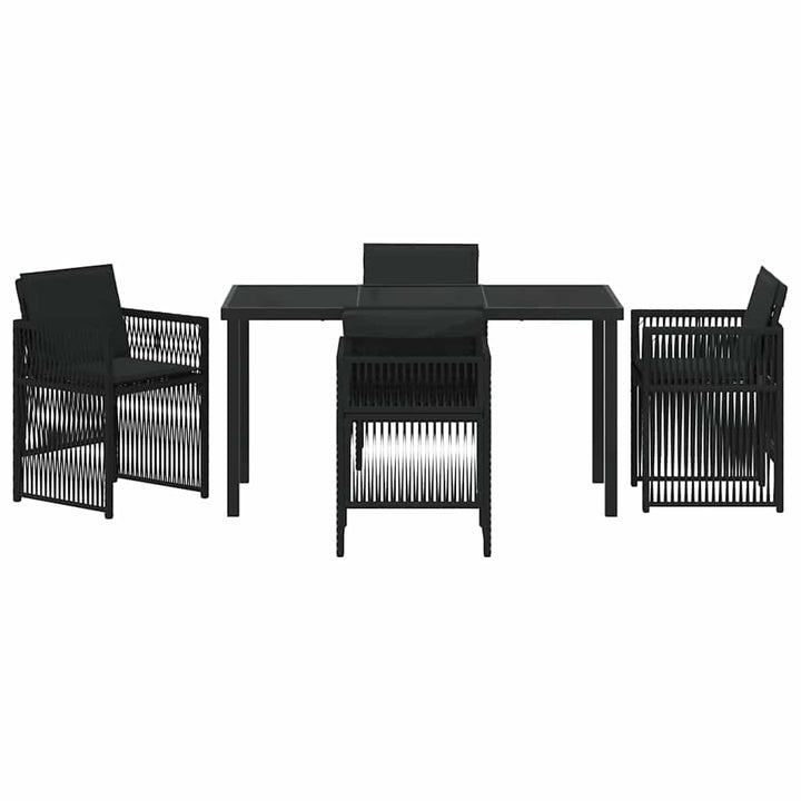 Have Spisebordssæt 5 pcs Sort Poly rattan