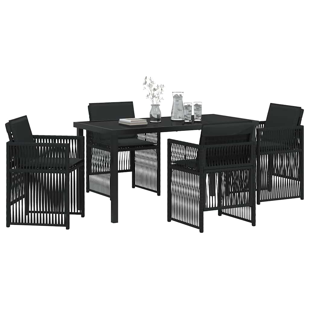 Have Spisebordssæt 5 pcs Sort Poly rattan