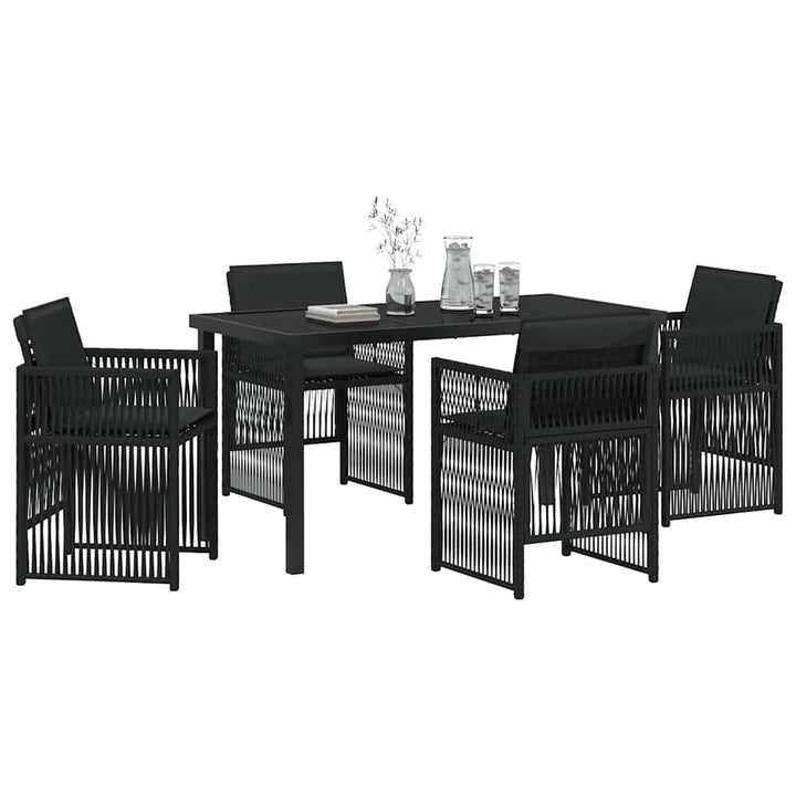 Have Spisebordssæt 5 pcs Sort Poly rattan